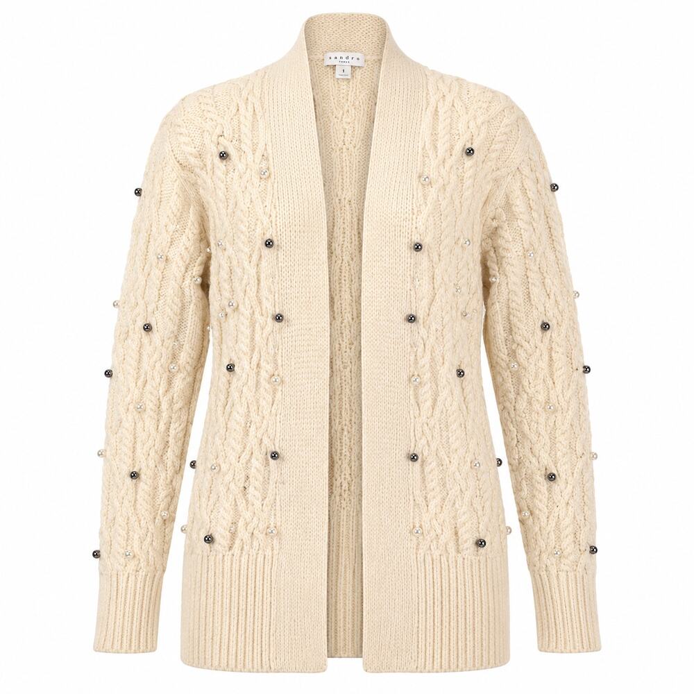 HYFVE Pearl Embellished Cable Knit Cardigan L